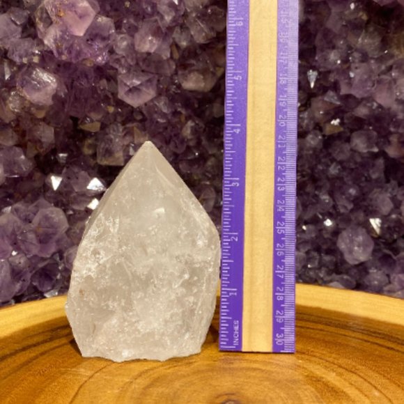 Clear Quartz Polished Point, Healing Stone, Office Decor, Boho Artwork, Crown - Picture 3 of 4